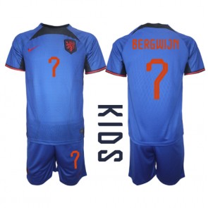 Netherlands Steven Bergwijn #7 Replica Away Stadium Kit for Kids World Cup 2022 Short Sleeve (+ pants)
